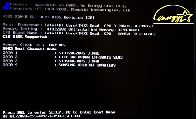 "Enter BIOS screen on boot"